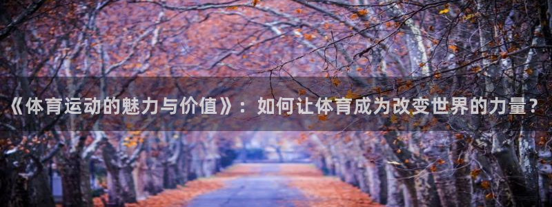 k1体育棋牌网址：《体育运动的魅力与价值》：如何让体育成为改变世界的力量？